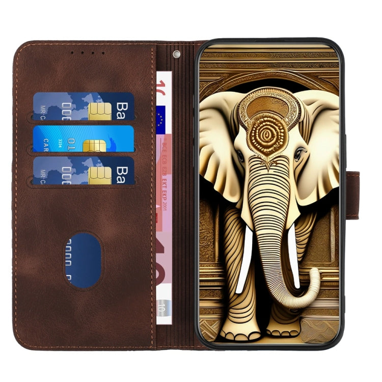 For iPhone 16 Pro YX0060 Elephant Head Embossed Phone Leather Case with Lanyard(Coffee) - iPhone 16 Pro Cases by PMC Jewellery | Online Shopping South Africa | PMC Jewellery | Buy Now Pay Later Mobicred