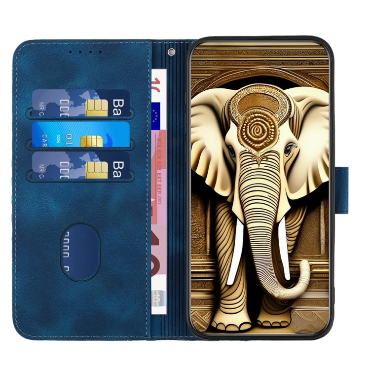 For iPhone 16 Plus YX0060 Elephant Head Embossed Phone Leather Case with Lanyard(Royal Blue) - iPhone 16 Plus Cases by PMC Jewellery | Online Shopping South Africa | PMC Jewellery | Buy Now Pay Later Mobicred