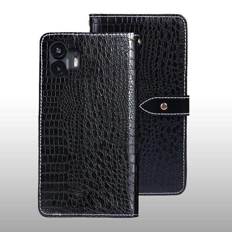 For Nothing Phone 2 idewei Crocodile Texture Leather Phone Case(Black) - Nothing Cases by idewei | Online Shopping South Africa | PMC Jewellery | Buy Now Pay Later Mobicred