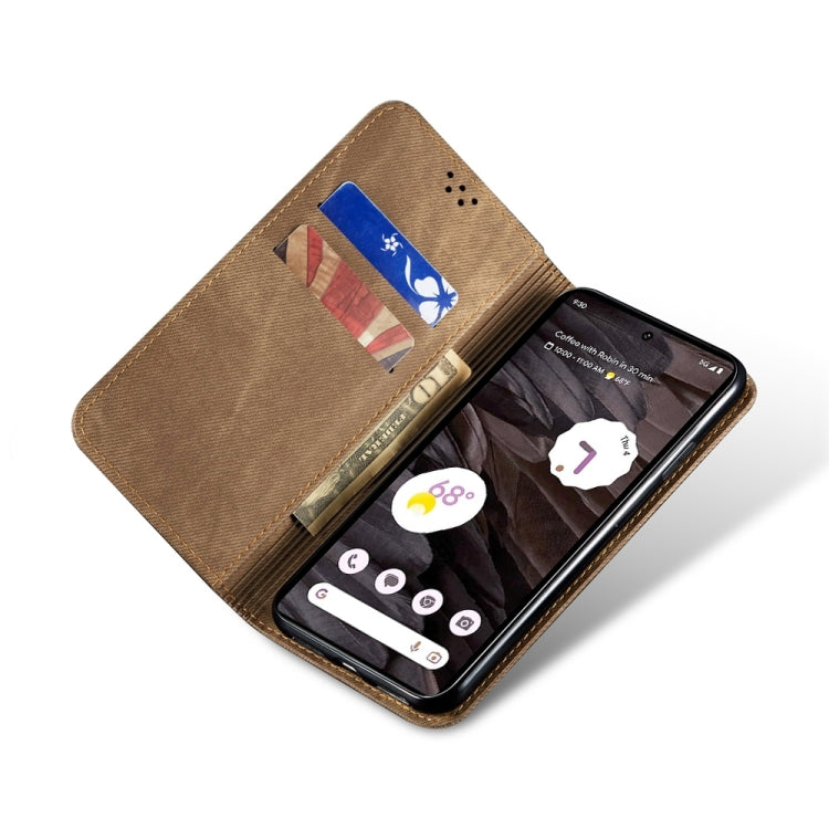 For Motorola Edge 50 Fusion Denim Texture Flip Leather Phone Case(Khaki) - free shipping - PMC TechLife - Order now!