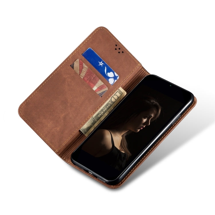 For Motorola Edge 50 5G Global Denim Texture Flip Leather Phone Case(Brown) - free shipping - PMC TechLife - Order now!