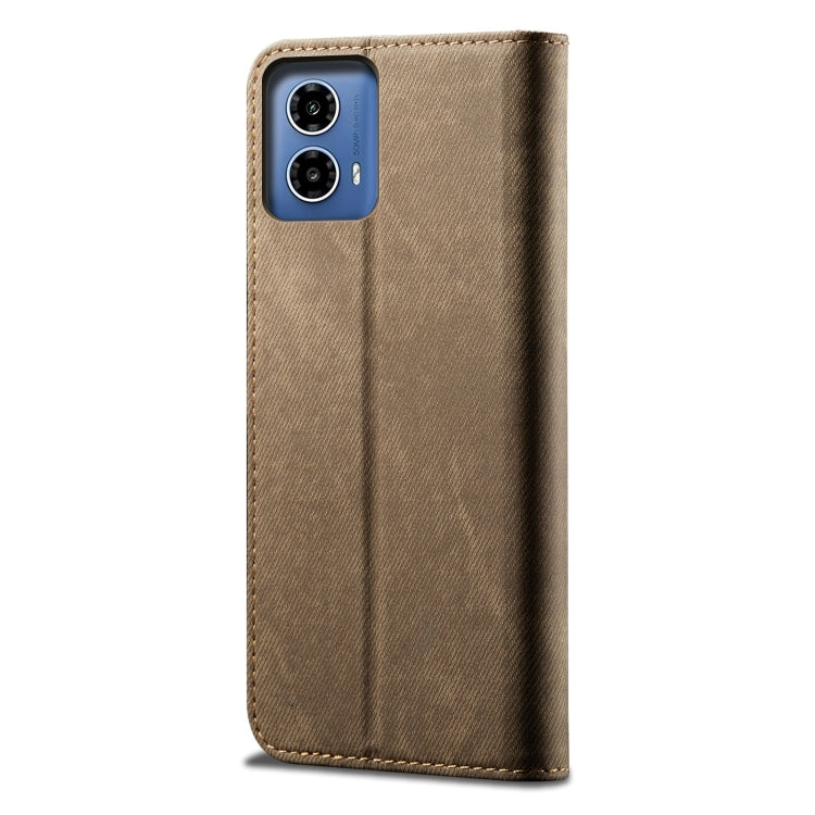 For Motorola Moto G35 Denim Texture Flip Leather Phone Case(Khaki) - free shipping - PMC TechLife - Order now!
