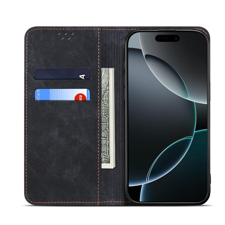 For Motorola Edge 60 Fusion Denim Texture Flip Leather Phone Case(Black) - free shipping - PMC TechLife - Order now!
