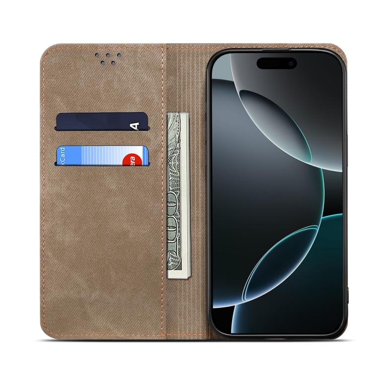 For Motorola Moto G86 Power Denim Texture Flip Leather Phone Case(Khaki) - free shipping - PMC TechLife - Order now!