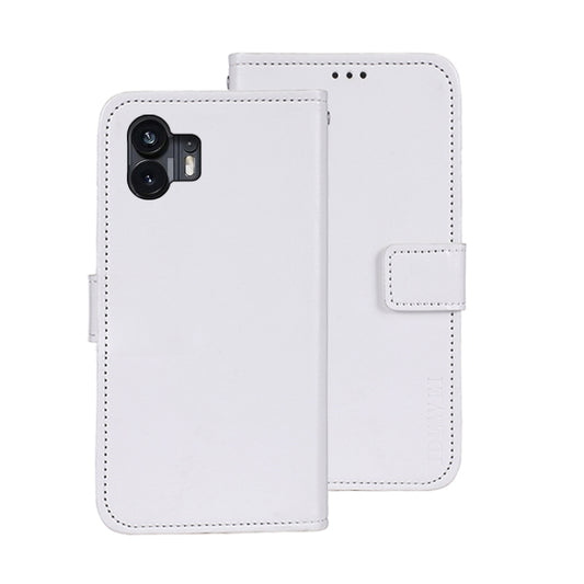 For Nothing Phone 2 idewei Crazy Horse Texture Leather Phone Case with Holder(White) - More Brand by idewei | Online Shopping South Africa | PMC Jewellery | Buy Now Pay Later Mobicred