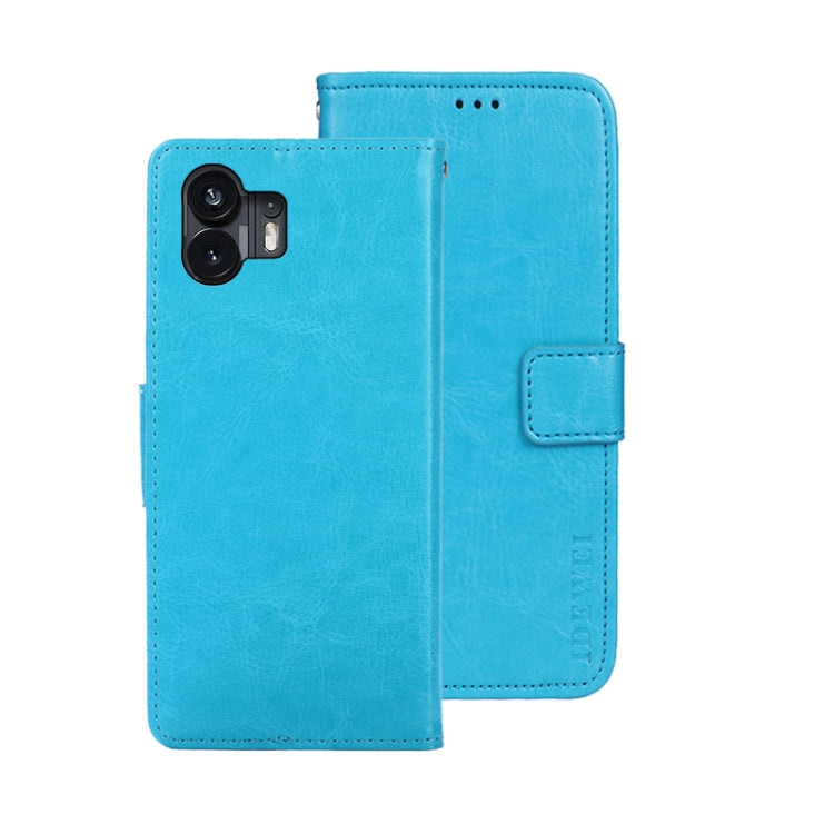 For Nothing Phone 2 idewei Crazy Horse Texture Leather Phone Case with Holder(Sky Blue) - free shipping - PMC Jewellery - Order now!