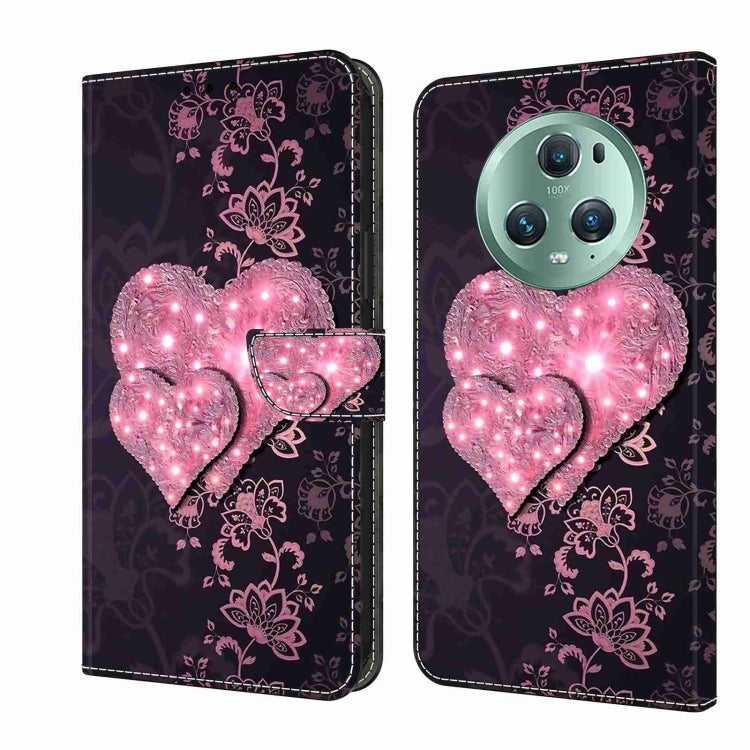 For Honor Magic5 Pro Crystal 3D Shockproof Protective Leather Phone Case(Lace Love) - Honor Cases by PMC TechLife | Online Shopping South Africa | PMC TechLife | Buy Now Pay Later Mobicred