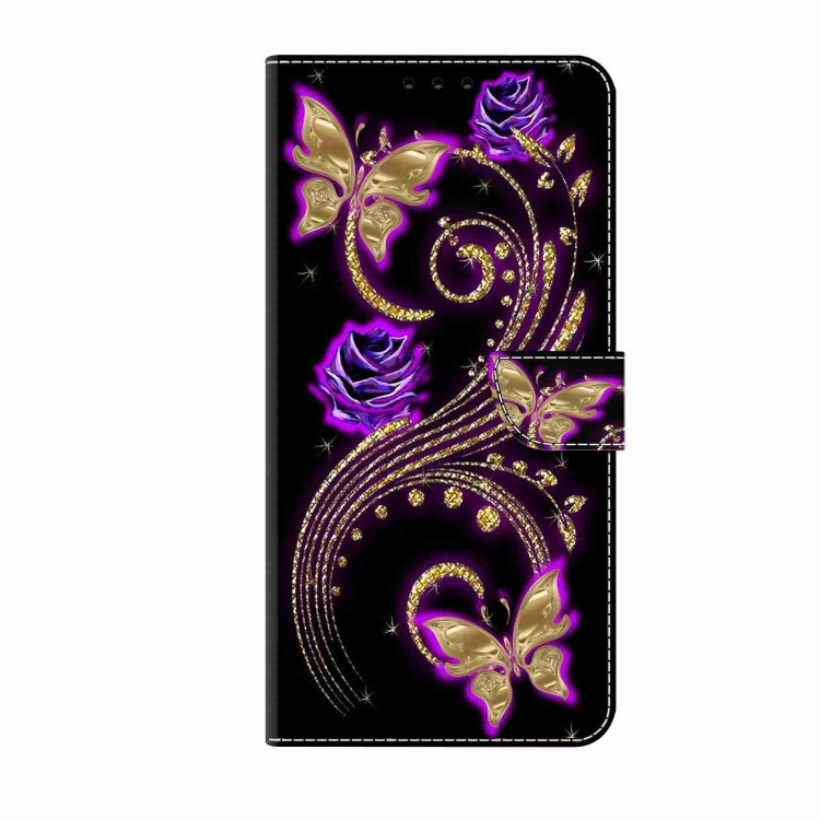 For Honor Magic5 Pro Crystal 3D Shockproof Protective Leather Phone Case(Purple Flower Butterfly) - Honor Cases by PMC Jewellery | Online Shopping South Africa | PMC Jewellery | Buy Now Pay Later Mobicred