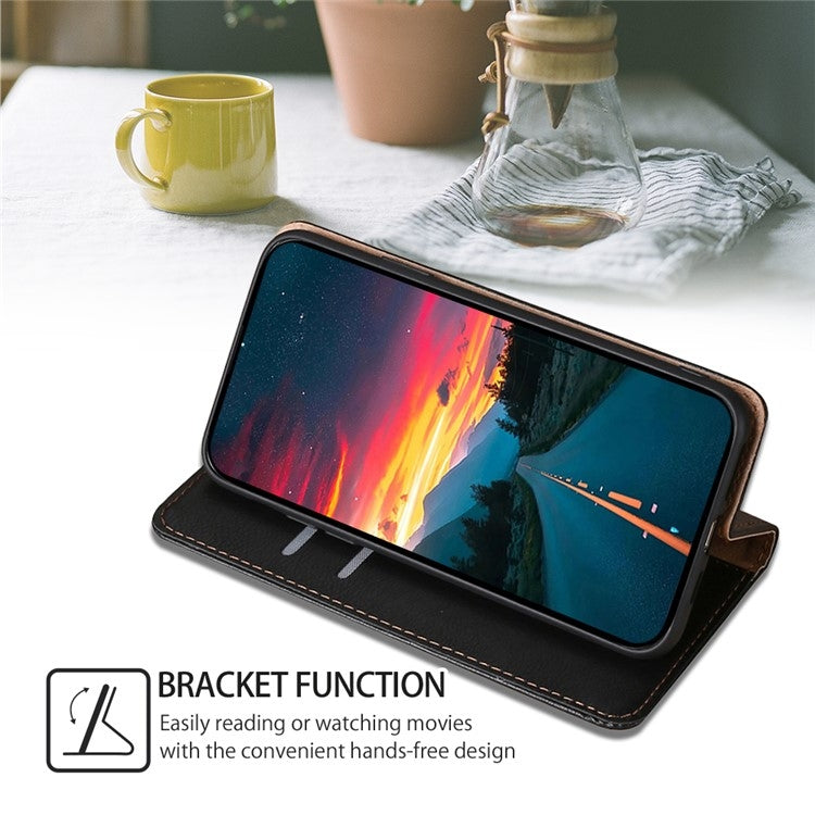 For Motorola Moto G24 4G Gloss Oil Solid Color Magnetic Leather Phone Case(Black) - Motorola Cases by PMC Jewellery | Online Shopping South Africa | PMC Jewellery | Buy Now Pay Later Mobicred