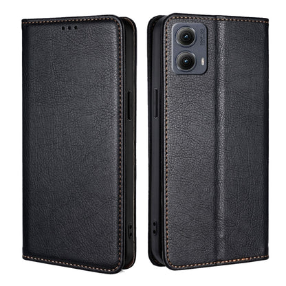 For Motorola Edge 5G 2024 Gloss Oil Solid Color Magnetic Leather Phone Case(Black) - Motorola Cases by PMC Jewellery | Online Shopping South Africa | PMC Jewellery | Buy Now Pay Later Mobicred