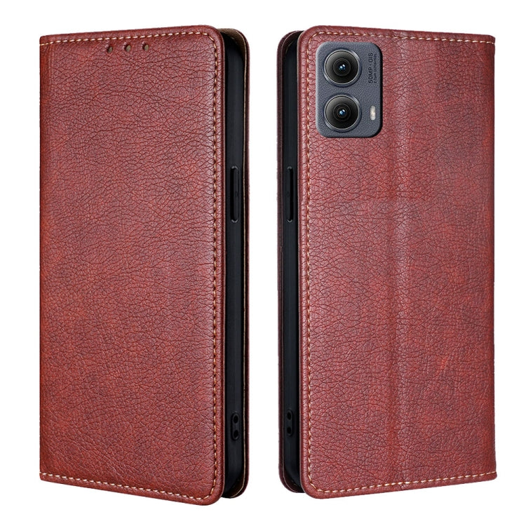 For Motorola Edge 5G 2024 Gloss Oil Solid Color Magnetic Leather Phone Case(Brown) - Motorola Cases by PMC Jewellery | Online Shopping South Africa | PMC Jewellery | Buy Now Pay Later Mobicred