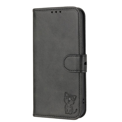 For Google Pixel 9 Pro Embossed Happy Cat Pattern Flip Leather Phone Case(Black) - Google Cases by PMC Jewellery | Online Shopping South Africa | PMC Jewellery | Buy Now Pay Later Mobicred