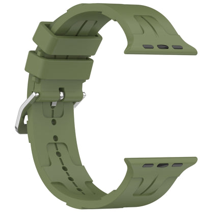 For Apple Watch Series 3 42mm H Texture Silicone Ladder Buckle Watch Band(Army Green) - Watch Bands by PMC Jewellery | Online Shopping South Africa | PMC Jewellery