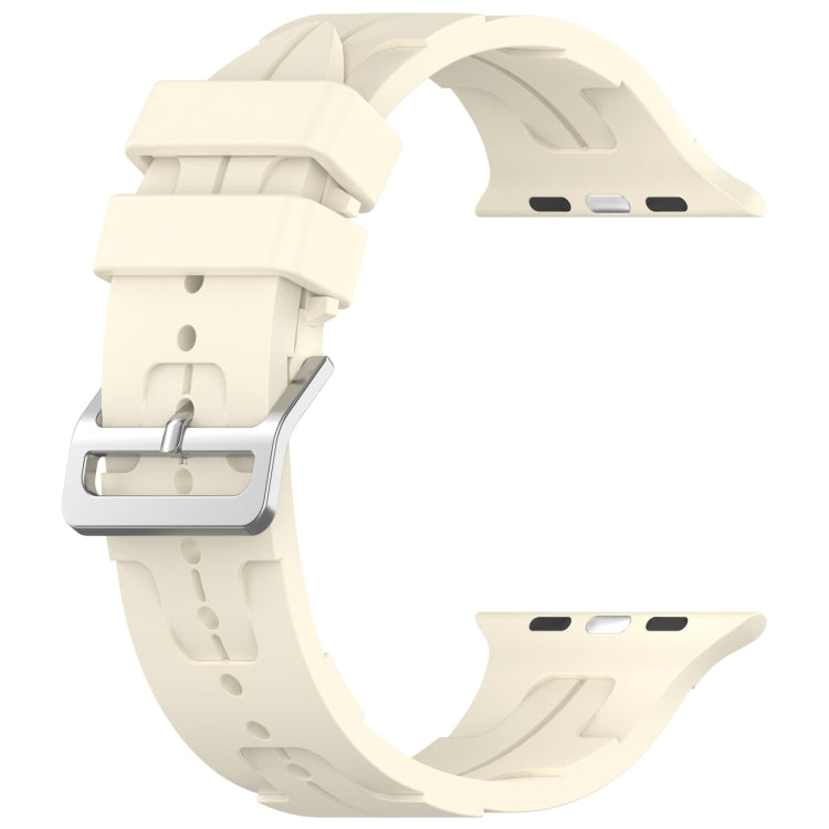 For Apple Watch Series 3 42mm H Texture Silicone Ladder Buckle Watch Band(Starlight) - Watch Bands by PMC Jewellery | Online Shopping South Africa | PMC Jewellery