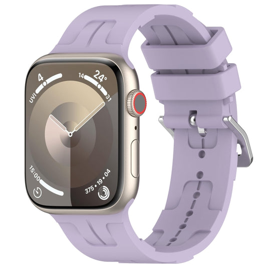 For Apple Watch Series 3 42mm H Texture Silicone Ladder Buckle Watch Band(Purple) - Watch Bands by PMC Jewellery | Online Shopping South Africa | PMC Jewellery