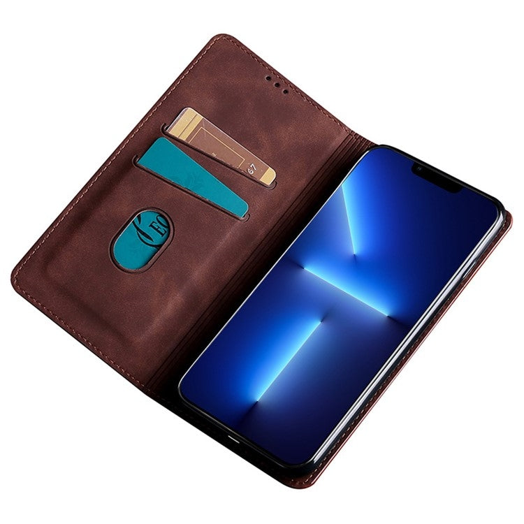 For Realme 12 5G Skin Feel Magnetic Leather Phone Case(Dark Brown) - Realme Cases by PMC Jewellery | Online Shopping South Africa | PMC Jewellery | Buy Now Pay Later Mobicred