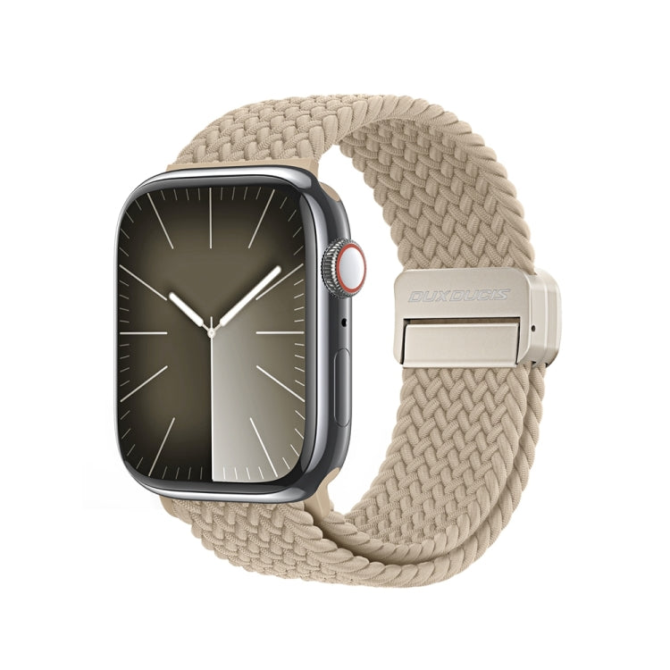 For Apple Watch SE 2023 44mm DUX DUCIS Mixture Pro Series Magnetic Buckle Nylon Braid Watch Band(Beige) - Watch Bands by DUX DUCIS | Online Shopping South Africa | PMC Jewellery | Buy Now Pay Later Mobicred