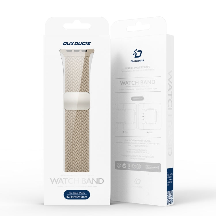 For Apple Watch Series 10 46mm DUX DUCIS Mixture Pro Series Magnetic Buckle Nylon Braid Watch Band(Beige) - Watch Bands by DUX DUCIS | Online Shopping South Africa | PMC Jewellery | Buy Now Pay Later Mobicred