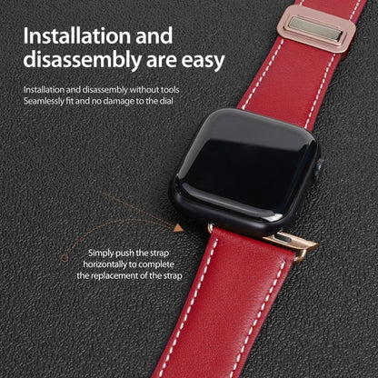 For Apple Watch SE 2023 40mm DUX DUCIS YA Series Magnetic Buckle Genuine Leather Watch Band(Red) - Watch Bands by DUX DUCIS | Online Shopping South Africa | PMC Jewellery | Buy Now Pay Later Mobicred