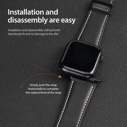 For Apple Watch Ultra 2 49mm DUX DUCIS YA Series Magnetic Buckle Genuine Leather Watch Band(Black) - Watch Bands by DUX DUCIS | Online Shopping South Africa | PMC Jewellery | Buy Now Pay Later Mobicred