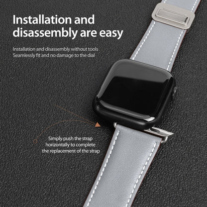 For Apple Watch Ultra 2 49mm DUX DUCIS YA Series Magnetic Buckle Genuine Leather Watch Band(Grey) - Watch Bands by DUX DUCIS | Online Shopping South Africa | PMC Jewellery | Buy Now Pay Later Mobicred