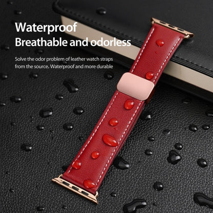 For Apple Watch Ultra 2 49mm DUX DUCIS YA Series Magnetic Buckle Genuine Leather Watch Band(Red) - Watch Bands by DUX DUCIS | Online Shopping South Africa | PMC Jewellery | Buy Now Pay Later Mobicred