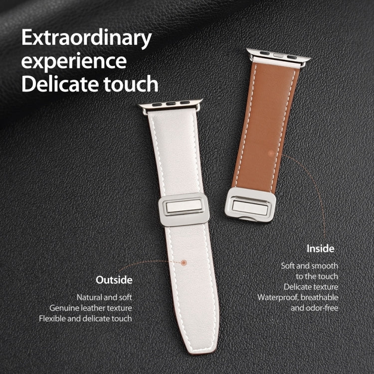 For Apple Watch Ultra 2 49mm DUX DUCIS YA Series Magnetic Buckle Genuine Leather Watch Band(White) - Watch Bands by DUX DUCIS | Online Shopping South Africa | PMC Jewellery | Buy Now Pay Later Mobicred