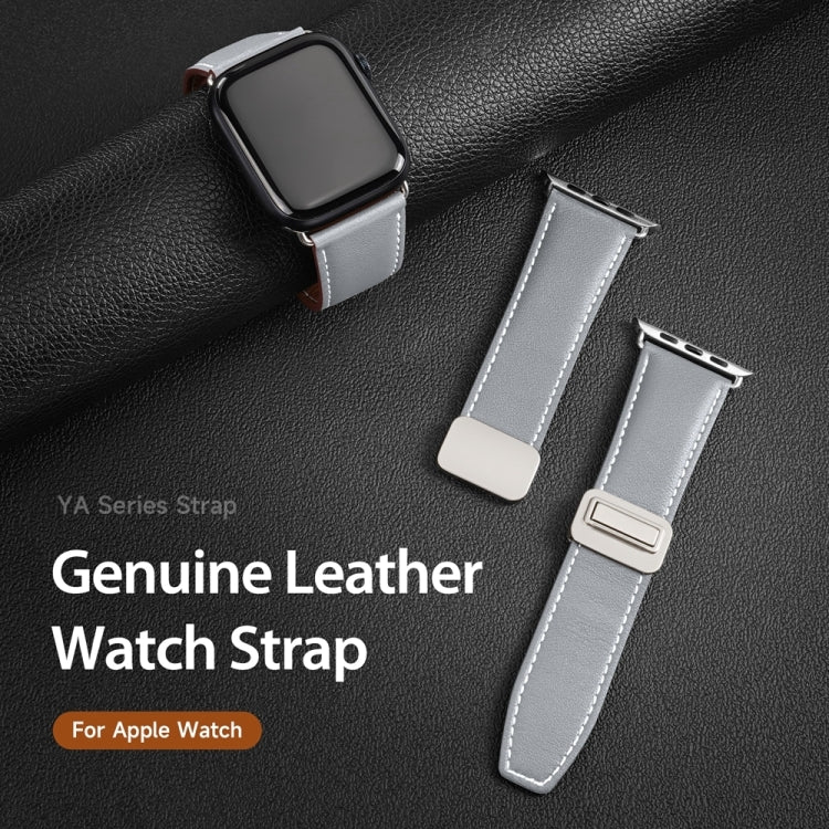 For Apple Watch Series 9 41mm DUX DUCIS YA Series Magnetic Buckle Genuine Leather Watch Band(Grey) - Watch Bands by DUX DUCIS | Online Shopping South Africa | PMC Jewellery | Buy Now Pay Later Mobicred