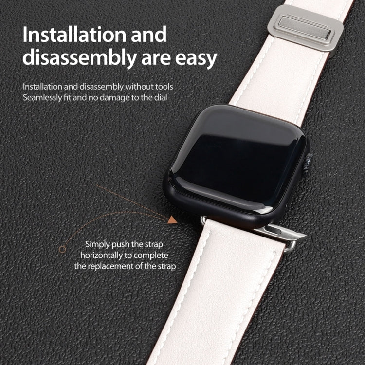 For Apple Watch Series 9 41mm DUX DUCIS YA Series Magnetic Buckle Genuine Leather Watch Band(White) - Watch Bands by DUX DUCIS | Online Shopping South Africa | PMC Jewellery | Buy Now Pay Later Mobicred