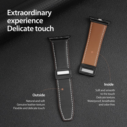 For Apple Watch Ultra 49mm DUX DUCIS YA Series Magnetic Buckle Genuine Leather Watch Band(Black) - Watch Bands by DUX DUCIS | Online Shopping South Africa | PMC Jewellery | Buy Now Pay Later Mobicred