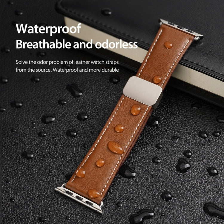 For Apple Watch Ultra 49mm DUX DUCIS YA Series Magnetic Buckle Genuine Leather Watch Band(Brown) - Watch Bands by DUX DUCIS | Online Shopping South Africa | PMC Jewellery | Buy Now Pay Later Mobicred