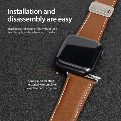 For Apple Watch Series 8 41mm DUX DUCIS YA Series Magnetic Buckle Genuine Leather Watch Band(Brown) - Watch Bands by DUX DUCIS | Online Shopping South Africa | PMC Jewellery | Buy Now Pay Later Mobicred