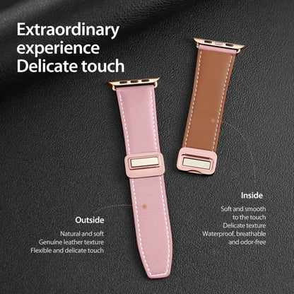 For Apple Watch Series 8 41mm DUX DUCIS YA Series Magnetic Buckle Genuine Leather Watch Band(Pink) - Watch Bands by DUX DUCIS | Online Shopping South Africa | PMC Jewellery | Buy Now Pay Later Mobicred