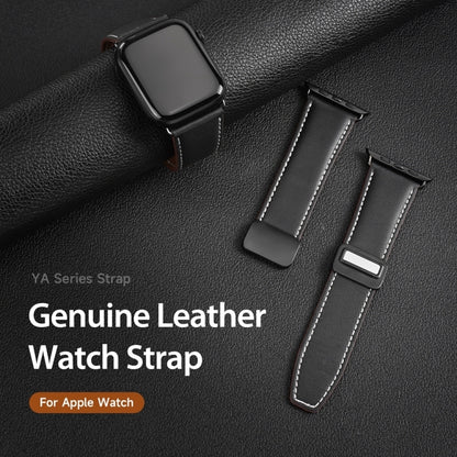 For Apple Watch Series 7 41mm DUX DUCIS YA Series Magnetic Buckle Genuine Leather Watch Band(Black) - Watch Bands by DUX DUCIS | Online Shopping South Africa | PMC Jewellery | Buy Now Pay Later Mobicred