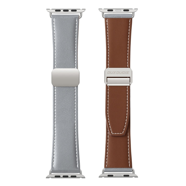 For Apple Watch Series 7 41mm DUX DUCIS YA Series Magnetic Buckle Genuine Leather Watch Band(Grey) - Watch Bands by DUX DUCIS | Online Shopping South Africa | PMC Jewellery | Buy Now Pay Later Mobicred