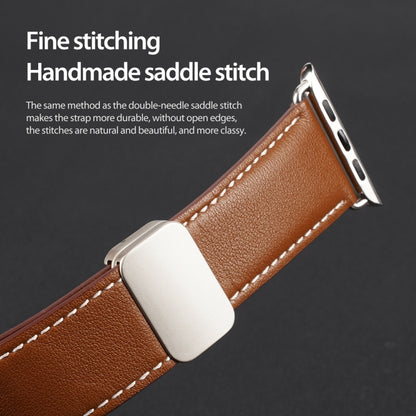 For Apple Watch Series 5 44mm DUX DUCIS YA Series Magnetic Buckle Genuine Leather Watch Band(Brown) - Watch Bands by DUX DUCIS | Online Shopping South Africa | PMC Jewellery | Buy Now Pay Later Mobicred