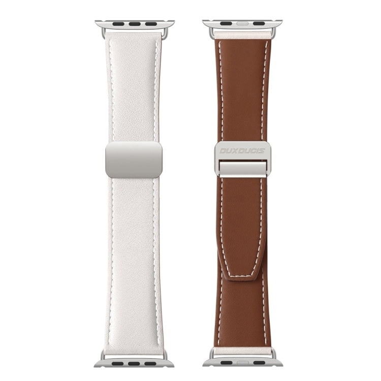 For Apple Watch Series 3 42mm DUX DUCIS YA Series Magnetic Buckle Genuine Leather Watch Band(White) - Watch Bands by DUX DUCIS | Online Shopping South Africa | PMC Jewellery | Buy Now Pay Later Mobicred