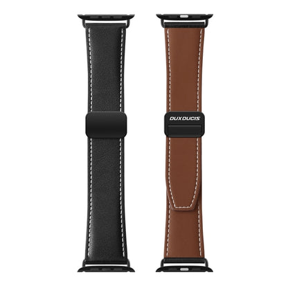 For Apple Watch Series 2 42mm DUX DUCIS YA Series Magnetic Buckle Genuine Leather Watch Band(Black) - Watch Bands by DUX DUCIS | Online Shopping South Africa | PMC Jewellery | Buy Now Pay Later Mobicred