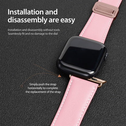 For Apple Watch Series 2 38mm DUX DUCIS YA Series Magnetic Buckle Genuine Leather Watch Band(Pink) - Watch Bands by DUX DUCIS | Online Shopping South Africa | PMC Jewellery | Buy Now Pay Later Mobicred