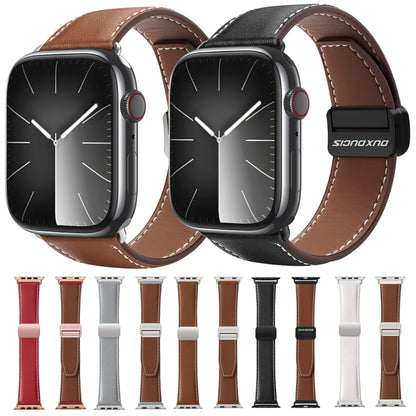 For Apple Watch Series 4 40mm DUX DUCIS YA Series Magnetic Buckle Genuine Leather Watch Band(Grey) - Watch Bands by DUX DUCIS | Online Shopping South Africa | PMC Jewellery | Buy Now Pay Later Mobicred