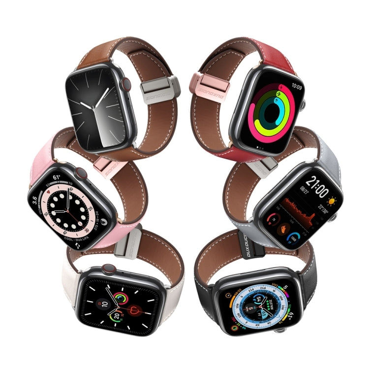 For Apple Watch Series 2 42mm DUX DUCIS YA Series Magnetic Buckle Genuine Leather Watch Band(Pink) - Watch Bands by DUX DUCIS | Online Shopping South Africa | PMC Jewellery | Buy Now Pay Later Mobicred