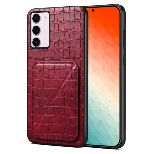 For Samsung Galaxy S24 5G Denior Imitation Crocodile Leather Back Phone Case with Holder(Rose Red) - Galaxy S24 5G Cases by Denior | Online Shopping South Africa | PMC Jewellery | Buy Now Pay Later Mobicred