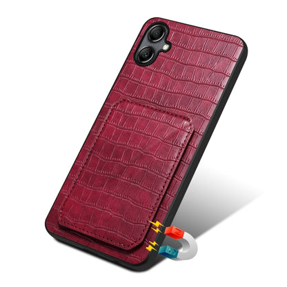 For Samsung Galaxy S24 5G Denior Imitation Crocodile Leather Back Phone Case with Holder(Rose Red) - Galaxy S24 5G Cases by Denior | Online Shopping South Africa | PMC Jewellery | Buy Now Pay Later Mobicred