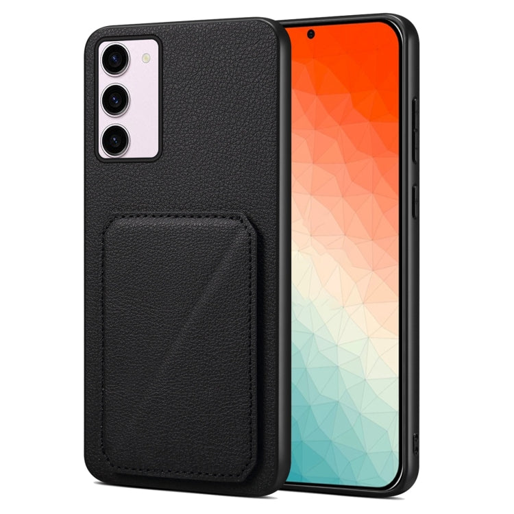 For Samsung Galaxy S24 5G Denior Imitation Calf Leather Back Phone Case with Holder(Black) - Galaxy S24 5G Cases by Denior | Online Shopping South Africa | PMC Jewellery | Buy Now Pay Later Mobicred