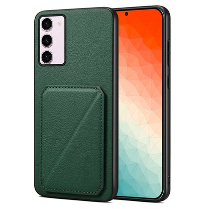 For Samsung Galaxy S24+ 5G Denior Imitation Calf Leather Back Phone Case with Holder(Green) - Galaxy S24+ 5G Cases by Denior | Online Shopping South Africa | PMC Jewellery | Buy Now Pay Later Mobicred