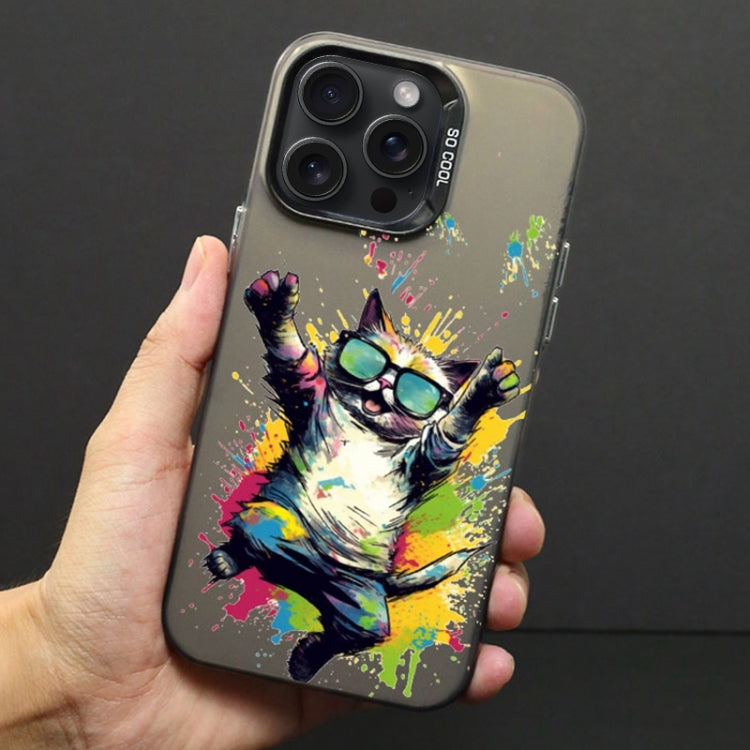 For iPhone 12 Pro Max Color Ink Frosted PC+TPU Phone Case(Glasses Cat) - iPhone 12 Pro Max Cases by PMC Jewellery | Online Shopping South Africa | PMC Jewellery