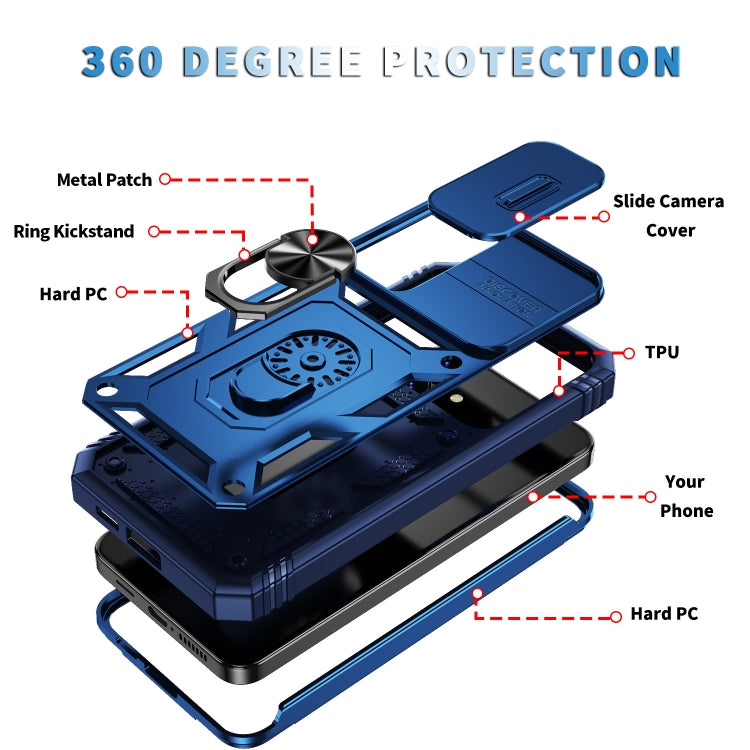 For Samsung Galaxy S24+ 5G Sliding Camshield TPU + PC Phone Case with Holder(Navy Blue) - Galaxy S24+ 5G Cases by PMC TechLife | Online Shopping South Africa | PMC TechLife