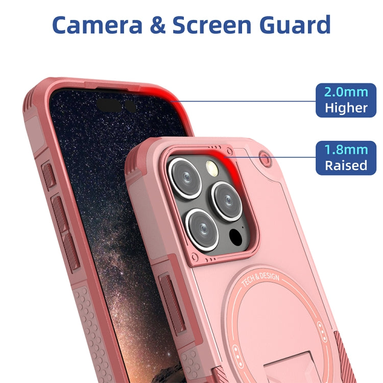 For iPhone 16 Pro Armor Magsafe Holder PC Hybrid TPU Phone Case(Pink) - iPhone 16 Pro Cases by PMC Jewellery | Online Shopping South Africa | PMC Jewellery | Buy Now Pay Later Mobicred