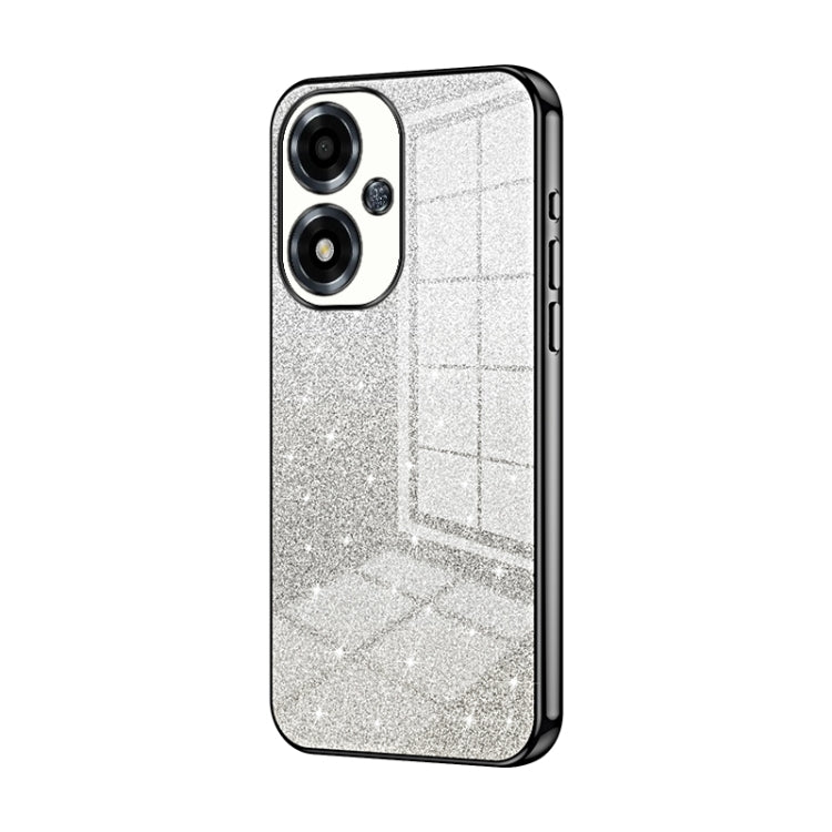 For OPPO A2m Gradient Glitter Powder Electroplated Phone Case(Black) - OPPO Cases by PMC TechLife | Online Shopping South Africa | PMC TechLife | Buy Now Pay Later Mobicred