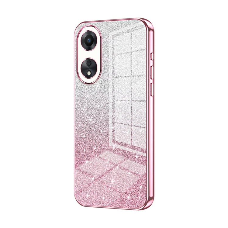 For OPPO A58 5G / A58x 5G Gradient Glitter Powder Electroplated Phone Case(Pink) - OPPO Cases by PMC Jewellery | Online Shopping South Africa | PMC Jewellery | Buy Now Pay Later Mobicred